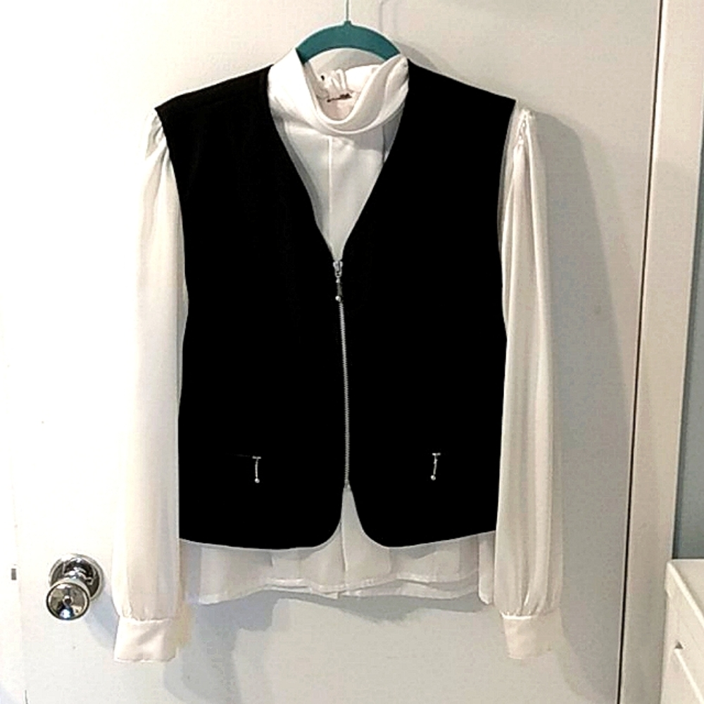 Vintage black wool vest large